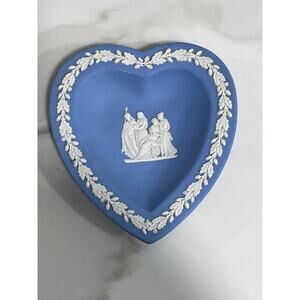 Vintage Wedgwood Blue Jasperware Heart-Shaped Tray Dish – 4 1/4" x 4 1/2"